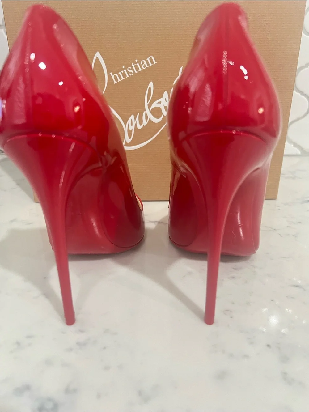 Christian Louboutin Red Patent Pigalle Follies 100mm Pumps